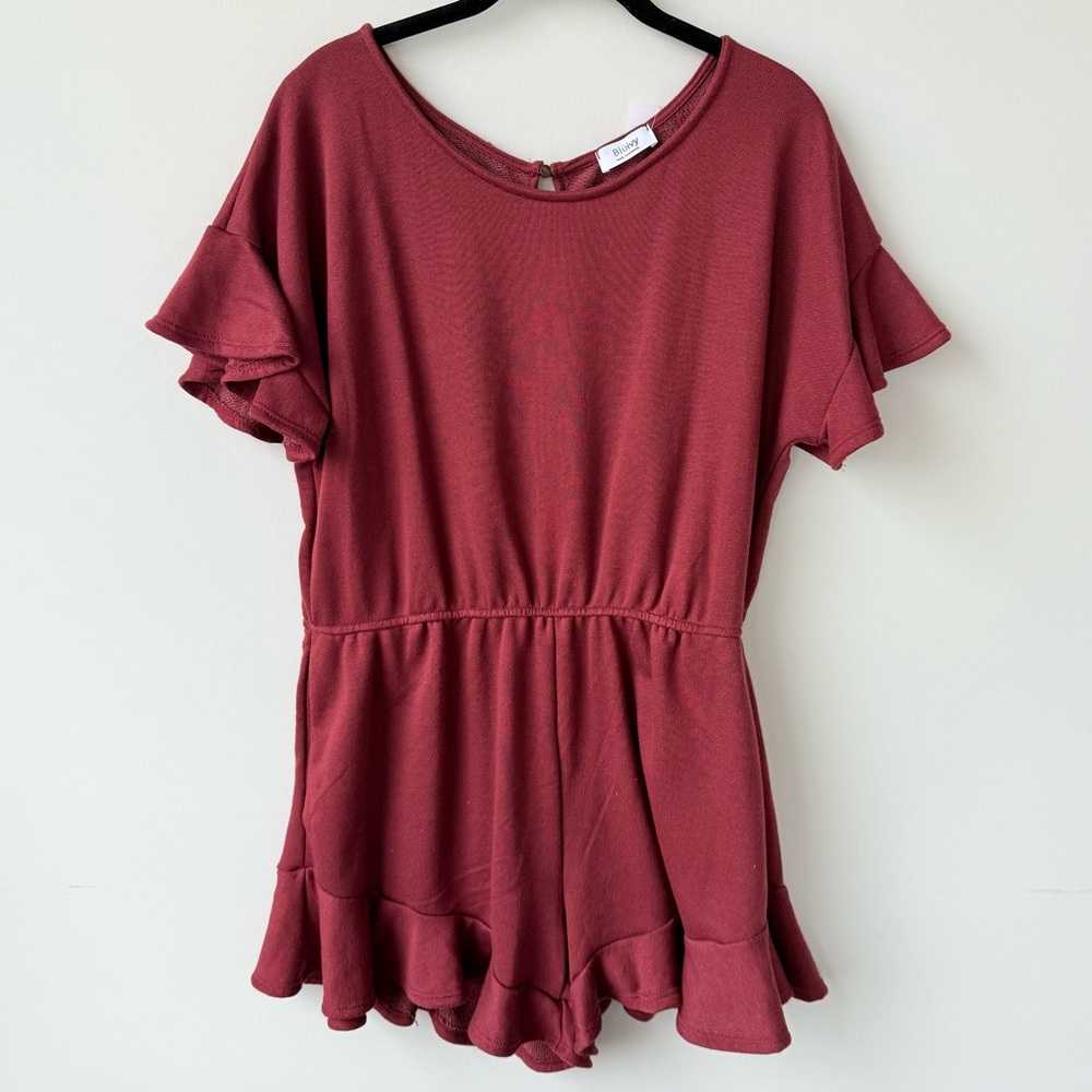 NWT Daily Dose of Joy Maren Ruffle Hem Romper size Large